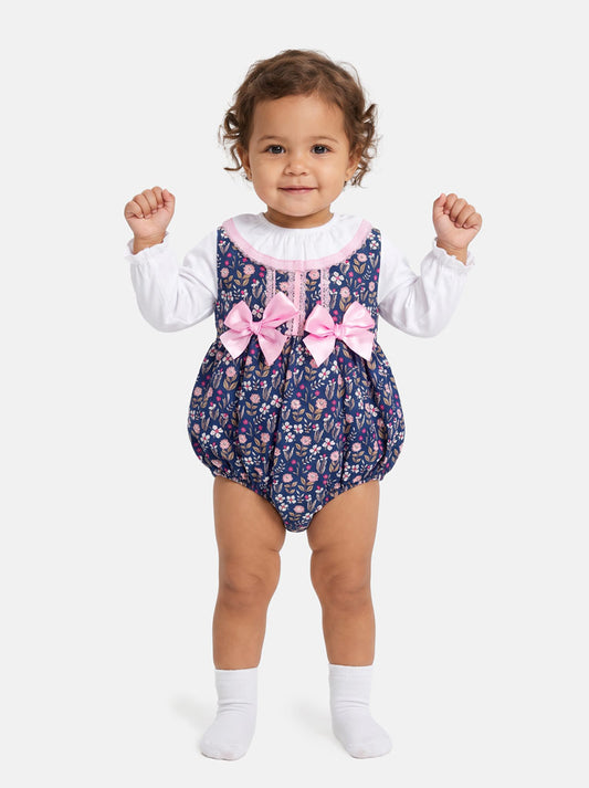 Baby Girl Maricruz Collection 2-piece Romper Set - Navy Blue