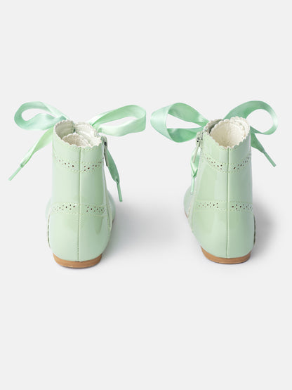 Baby Girl M&B Brogue Detail Boots with Satin Laces - Mint Green