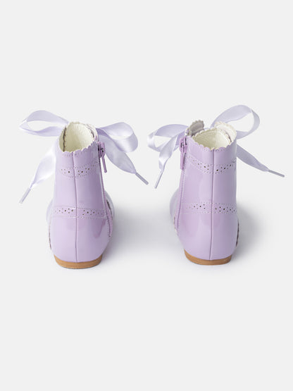 Baby Girl M&B Brogue Detail Boots with Satin Laces - Lilac Purple