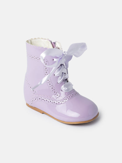 Baby Girl M&B Brogue Detail Boots with Satin Laces - Lilac Purple