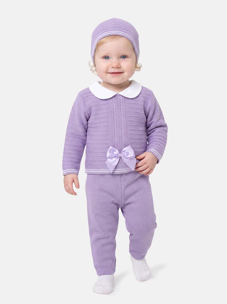 Baby Girl Violeta Collection 3-piece Spanish Knitted Set - Purple