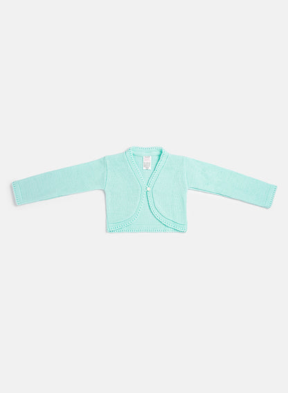 Luxury Baby Girl MEDIUM Bolero with Button - Aqua Blue