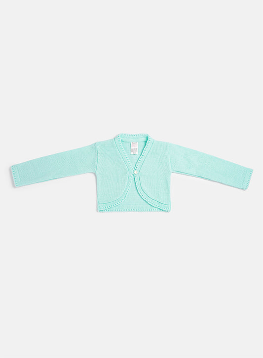 Luxury Baby Girl MEDIUM Bolero with Button - Aqua Blue