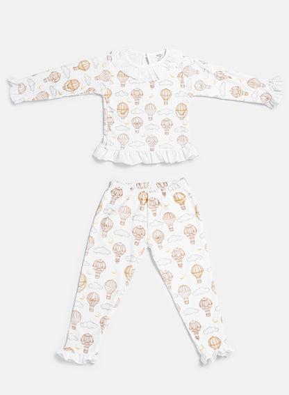 Girl Hot Air Balloon Collection 2-Piece Pyjama Set - Beige