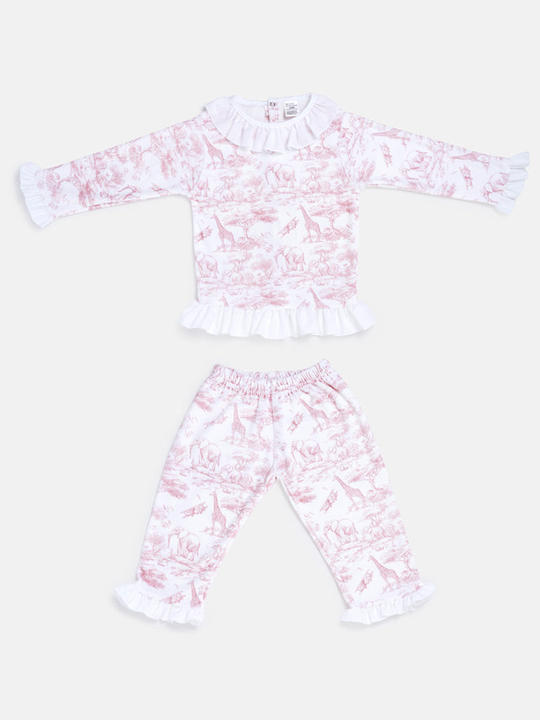Girl Safari Collection 2-Piece Velour Pyjama Set - Baby & Toddler - Baby Pink
