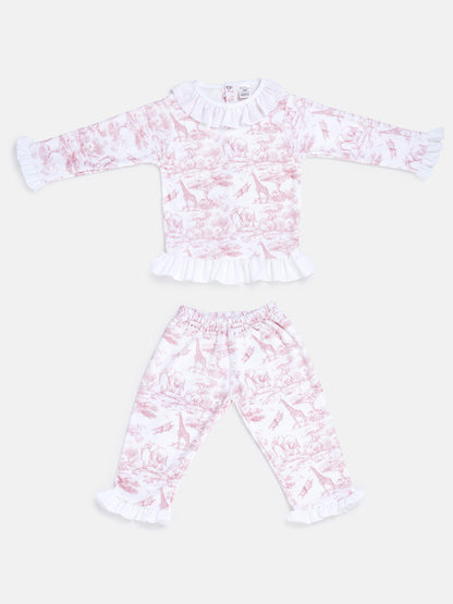 Girl Safari Collection 2-Piece Velour Pyjama Set - Baby & Toddler - Baby Pink
