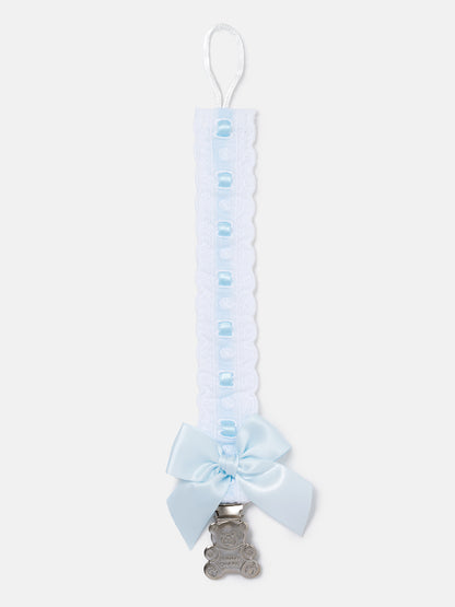 Baby Dummy Clip with Lace Detail - Baby Blue