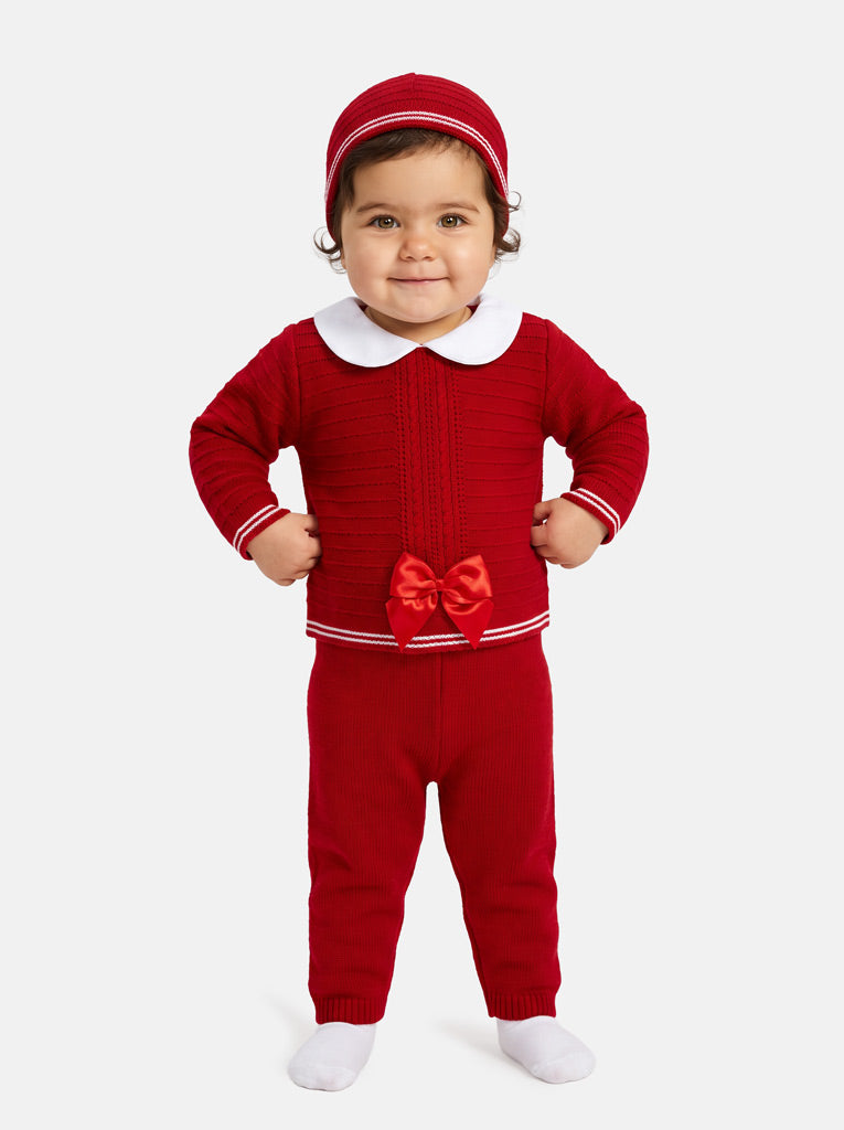 Baby Girl Violeta Collection 3-piece Spanish Knitted Set - Red