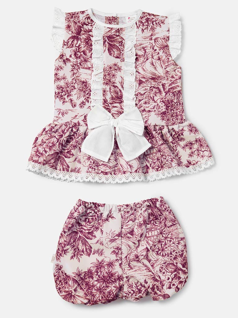 Baby Girl Isadora Collection 2-Piece Romper Set - Cherry Red