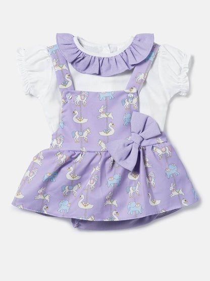 Baby Girl Carousel Romper 2-Piece Set - Lilac