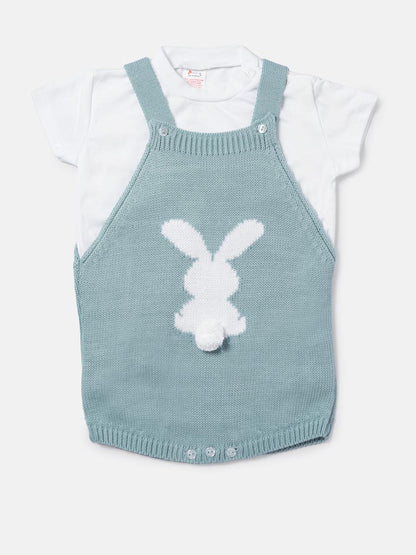 Baby Bunny Romper 2-piece Spanish Knitted Set - Mint Green