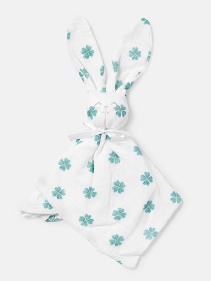 Baby Lucky Clover Collection Bunny Comforter - Limited Edition - White & Green