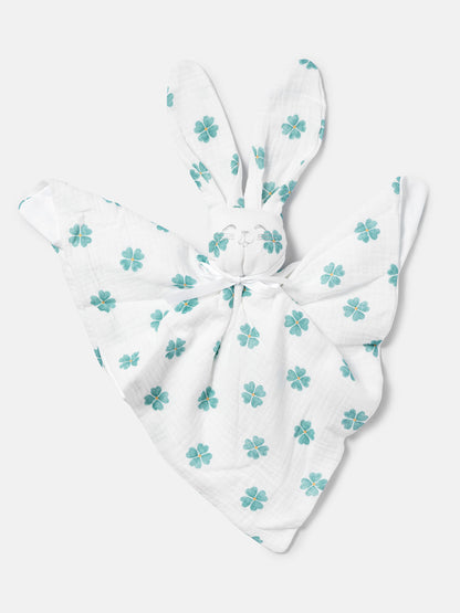 Baby Lucky Clover Collection Bunny Comforter - Limited Edition - White & Green