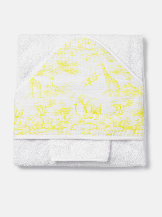 Baby Safari Collection Towel Set with Washcloth - Lemon Yellow