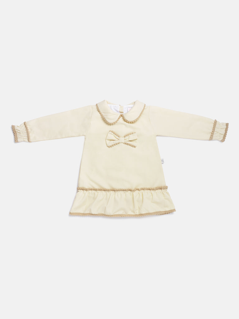 Baby Girl Eliana Collection Ruffle Trim Dress - Beige