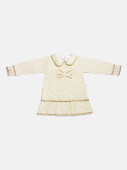 Baby Girl Eliana Collection Ruffle Trim Dress - Beige