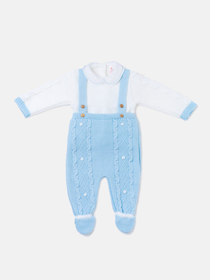 Baby Boy Camilo Collection 2-piece Knitted Dungaree Set - Baby Blue