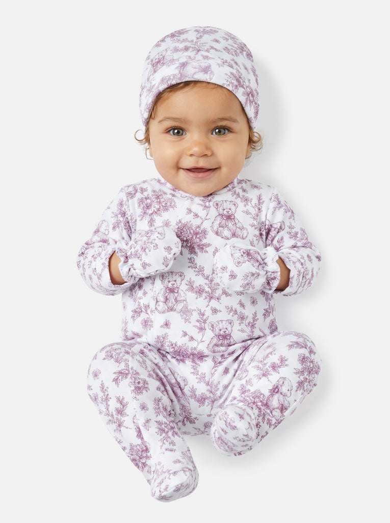 Velour Baby Grow Teddy Collection 3-Piece Set - Cherry Red