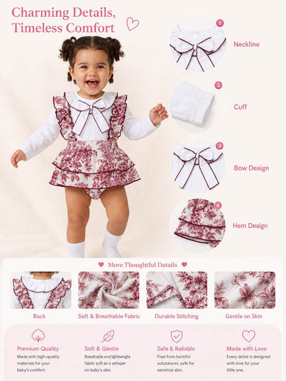 Baby Girl Isaura Collection 2-piece Romper Set - Cherry Red