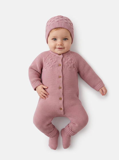 Baby Girl Avila Collection Knitted Set - Dusty Pink