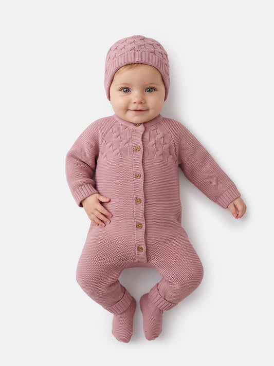 Baby Girl Avila Collection Knitted Set - Dusty Pink