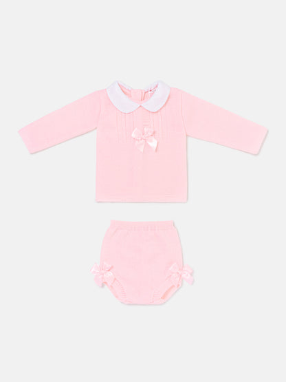 Baby Girl Manuela Collection 2-piece Knitted Set - Baby Pink