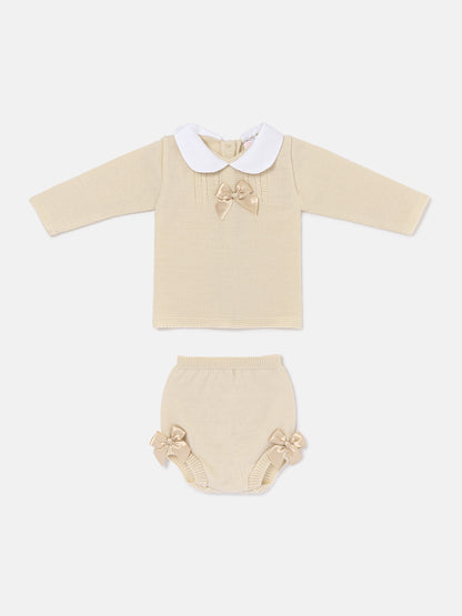 Baby Girl Manuela Collection 2-piece Knitted Set - Beige