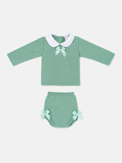 Baby Girl Manuela Collection 2-piece Knitted Set - Mint Green