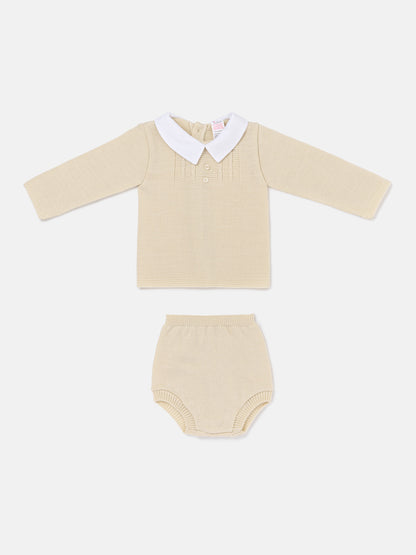 Baby Boy Manuel Collection 2-piece Knitted Set - Beige