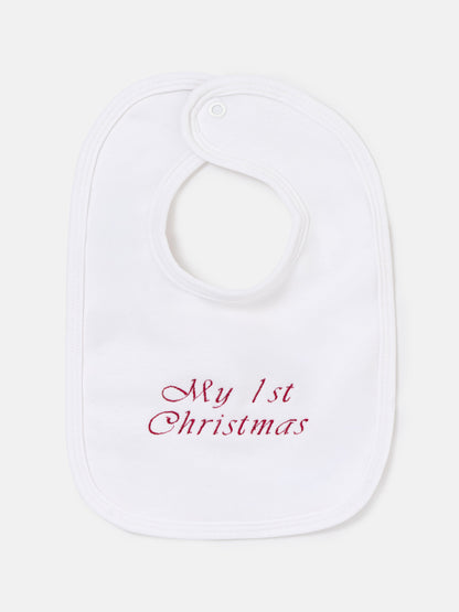 "My First Christmas" Embroidered Cotton Bib - Mixed Pack