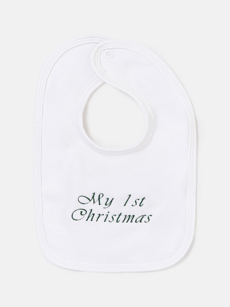 "My First Christmas" Embroidered Cotton Bib - Mixed Pack