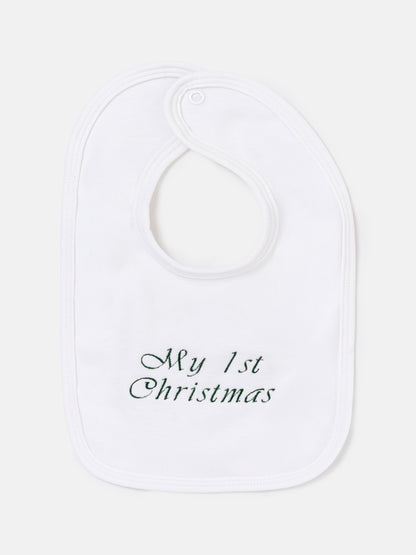 "My First Christmas" Embroidered Cotton Bib - Mixed Pack