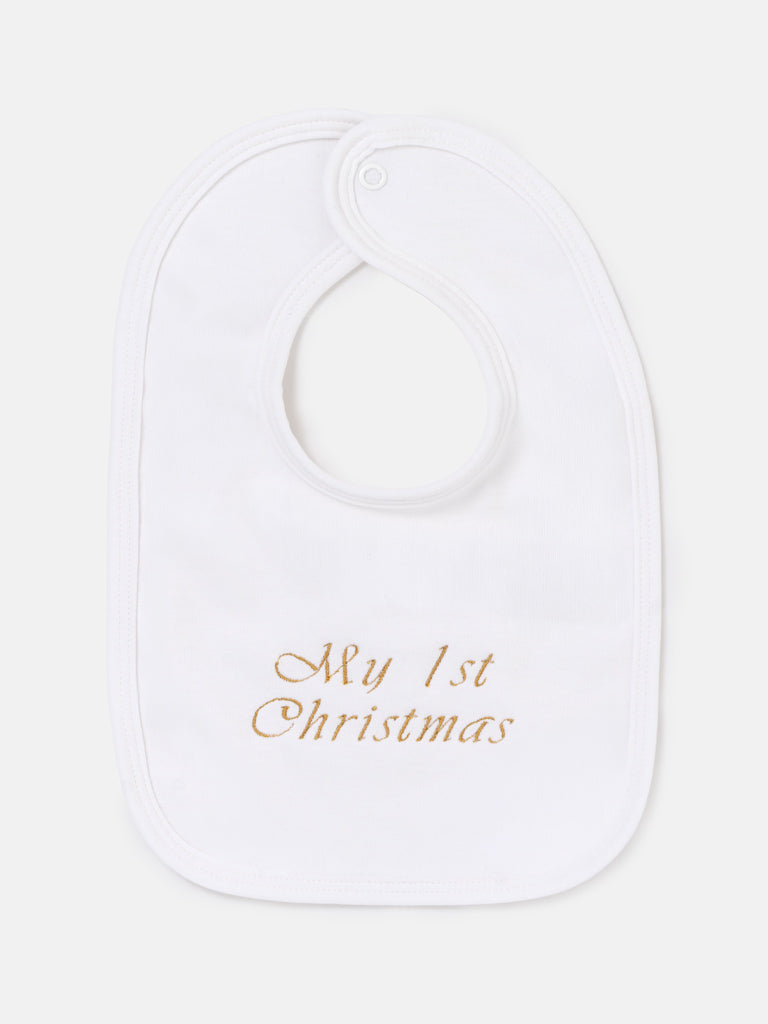 "My First Christmas" Embroidered Cotton Bib - Mixed Pack