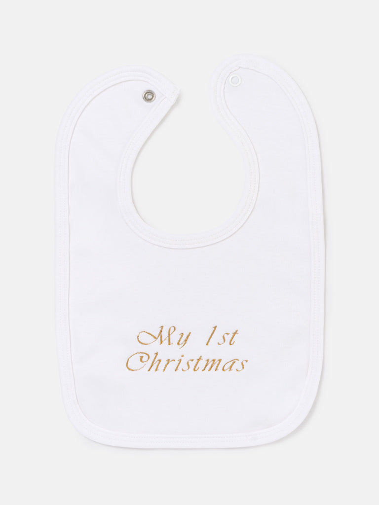 "My First Christmas" Embroidered Cotton Bib - Mixed Pack