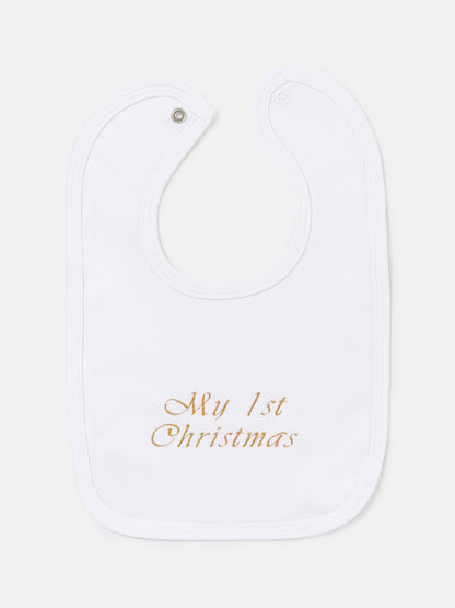 "My First Christmas" Embroidered Cotton Bib - Mixed Pack