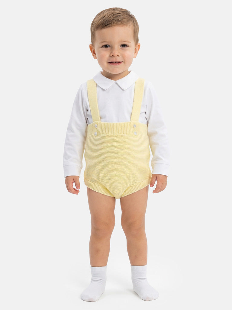 Baby Boy Rafael Collection Knitted 2-Piece Knitted Romper & Shirt Set - Lemon Yellow