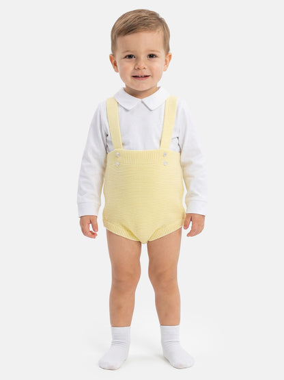 Baby Boy Rafael Collection Knitted 2-Piece Knitted Romper & Shirt Set - Lemon Yellow
