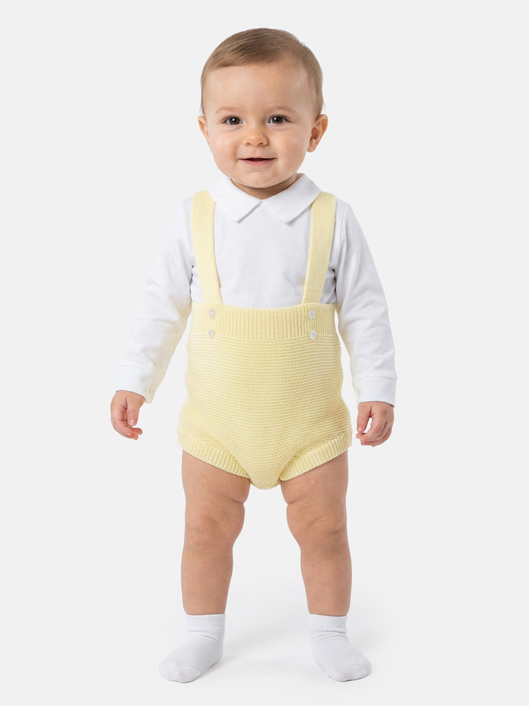 Baby Boy Rafael Collection Knitted 2-Piece Knitted Romper & Shirt Set - Lemon Yellow