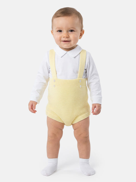 Baby Boy Rafael Collection Knitted 2-Piece Knitted Romper & Shirt Set - Lemon Yellow