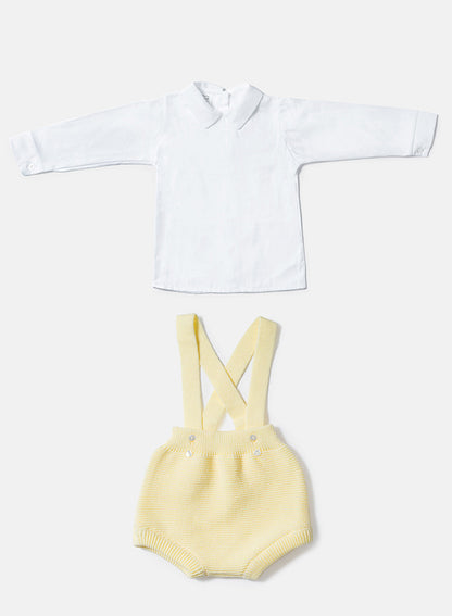 Baby Boy Rafael Collection Knitted 2-Piece Knitted Romper & Shirt Set - Lemon Yellow