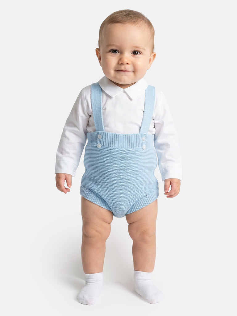 Baby Boy Rafael Collection Knitted 2-Piece Knitted Romper & Shirt Set - Baby Blue