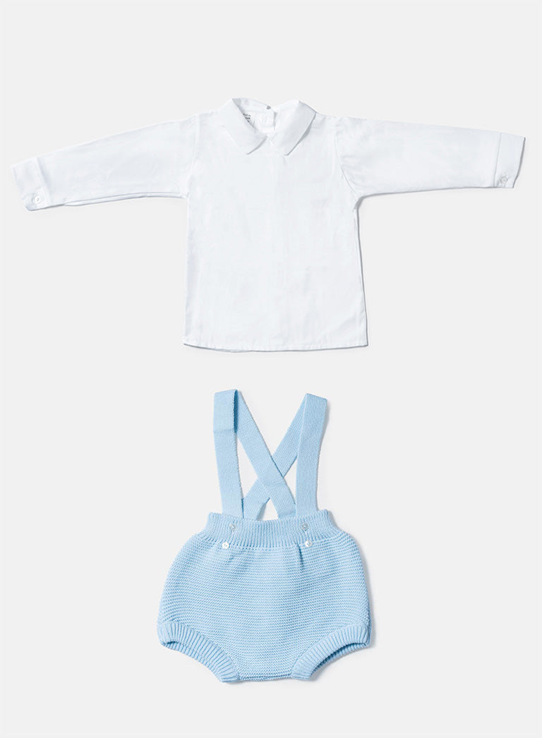 Baby Boy Rafael Collection Knitted 2-Piece Knitted Romper & Shirt Set - Baby Blue