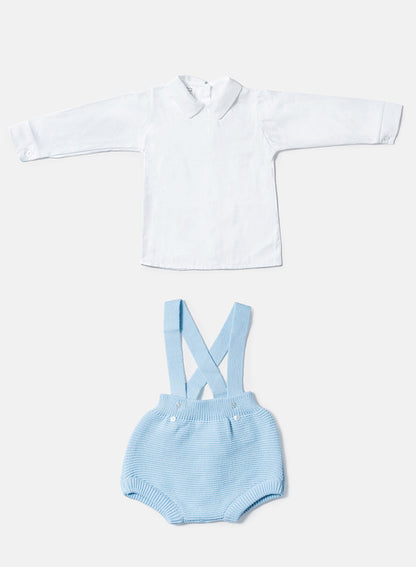 Baby Boy Rafael Collection Knitted 2-Piece Knitted Romper & Shirt Set - Baby Blue