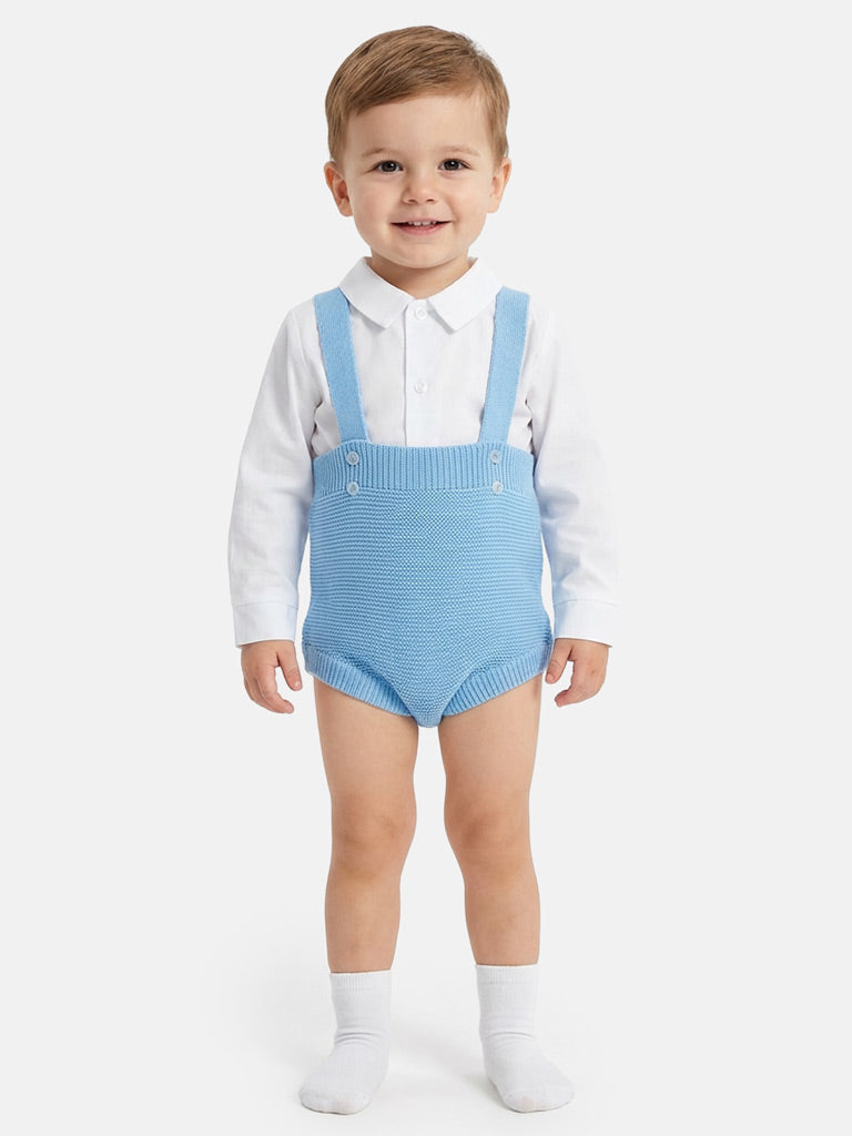 Baby Boy Rafael Collection Knitted 2-Piece Knitted Romper & Shirt Set - Blue