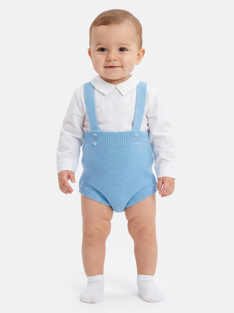 Baby Boy Rafael Collection Knitted 2-Piece Knitted Romper & Shirt Set - Blue