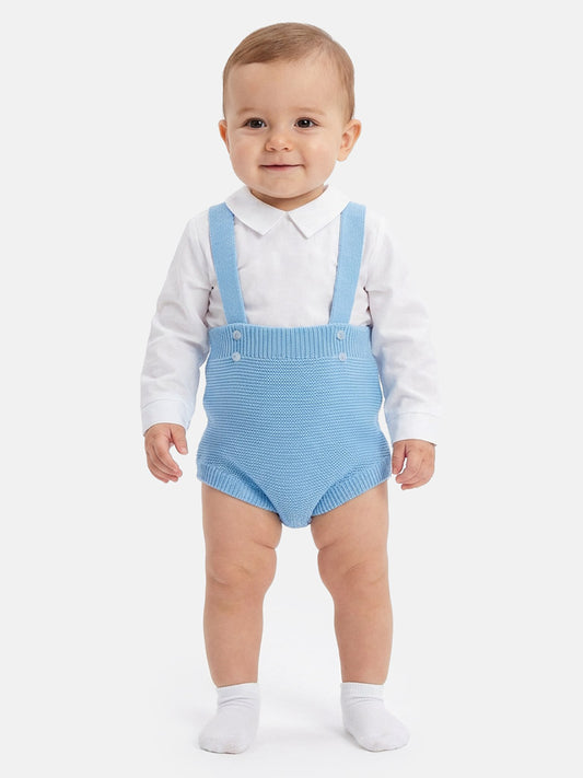 Baby Boy Rafael Collection Knitted 2-Piece Knitted Romper & Shirt Set - Blue