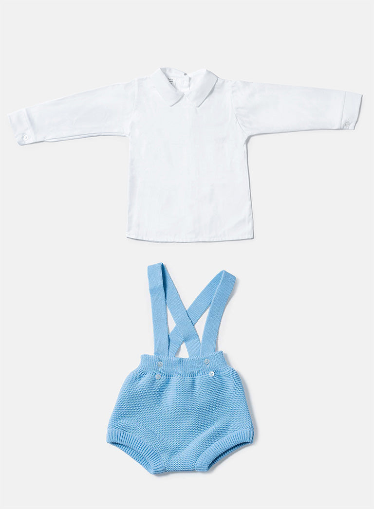Baby Boy Rafael Collection Knitted 2-Piece Knitted Romper & Shirt Set - Blue