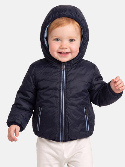 Baby Boy Hooded Coat with Inside Pockets - Navy Blue