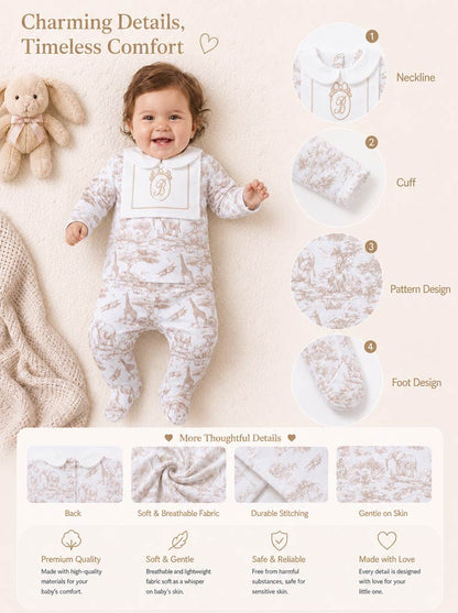 Baby Long-Sleeve 2-Piece Pyjama Set - Safari Collection - Beige