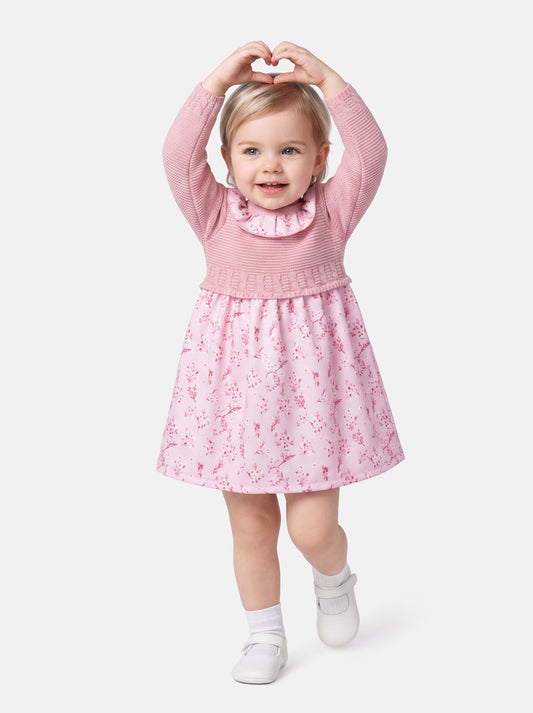 Baby Girl Flores Collection Wildflower Spanish Dress - Dusty Pink